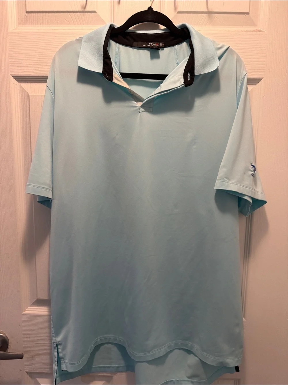 Ralph Lauren RLX Light Blue Men's Polo Shirt with Contrast Collar